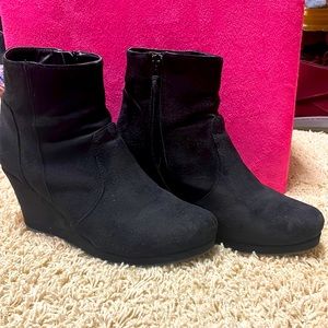 Black, wedge, ankle boots
